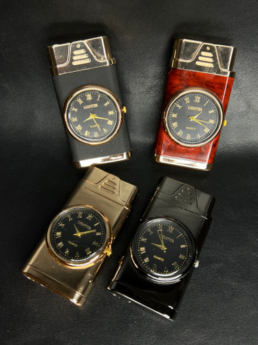 فندک ساعتدار با بدنه استیل مقاوم و شعله اتمی