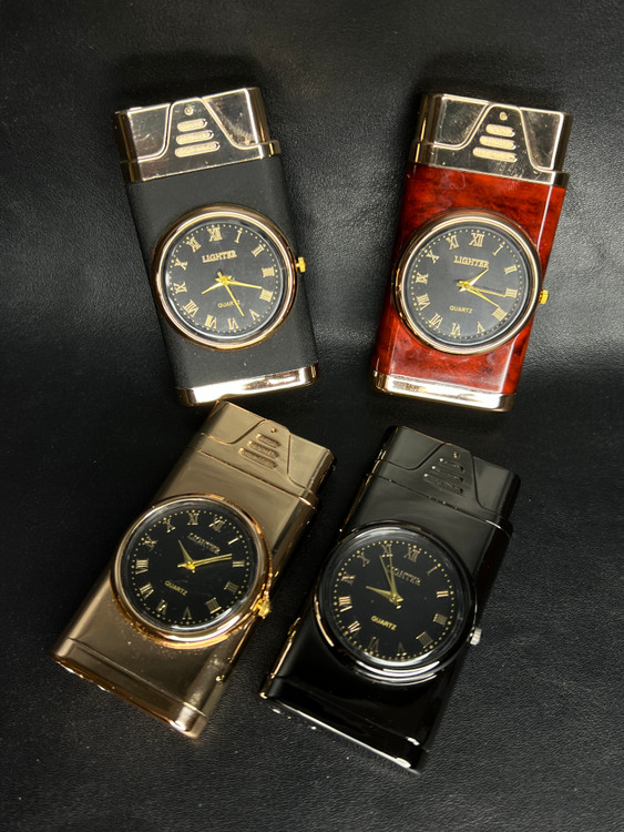 فندک ساعتدار با بدنه استیل مقاوم و شعله اتمی